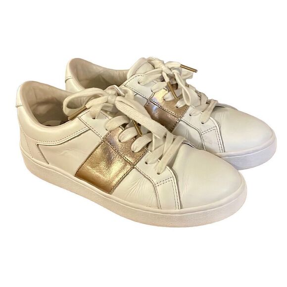 Boden White and Gold Stripe leather sneaker size 37/6 - Picture 1 of 10